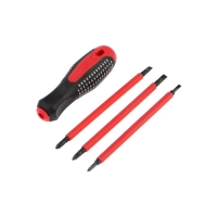 Отвертка диэлектрическая ТУНДРА, 2К рукоятка, двухсторонние биты 3 шт., до 1000 В Отвертка диэлектрическая ТУНДРА, 2К рукоятка, двухсторонние биты 3 шт., до 1000 В