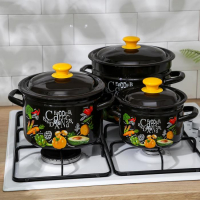 Набор кастрюль &laquo;Рацион&raquo;, 3 предмета: 2 л, 4 л, 6 л, эмалированные крышки, индукция