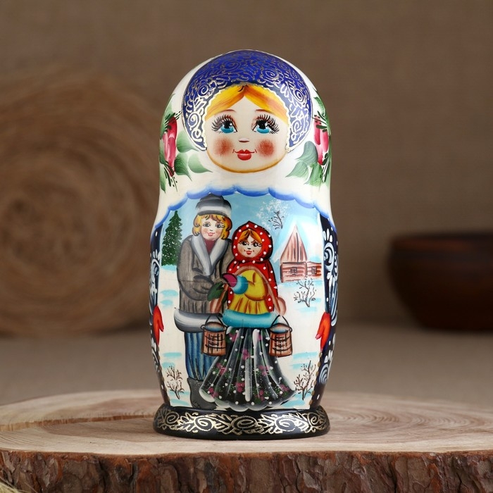 Матрёшка «Парочка», красный платок,5 кукольная, люкс Матрёшка «Парочка», красный платок,5 кукольная, люкс