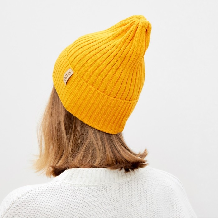 Шапка женская MINAKU Шапка женская MINAKU "Трюфель" цвет горчица, размер 54-56