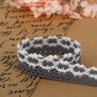 Кружево вязаное, 20 мм × 2,7 ± 0,5 м, цвет белый/серый Кружево вязаное, 20 мм × 2,7 ± 0,5 м, цвет белый/серый