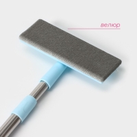 Щётка для окон Доляна, стальная телескопическая ручка 68(112) см, водосгон силикон 19 см, насадка велюр 19&times;7 см, цвет МИКС