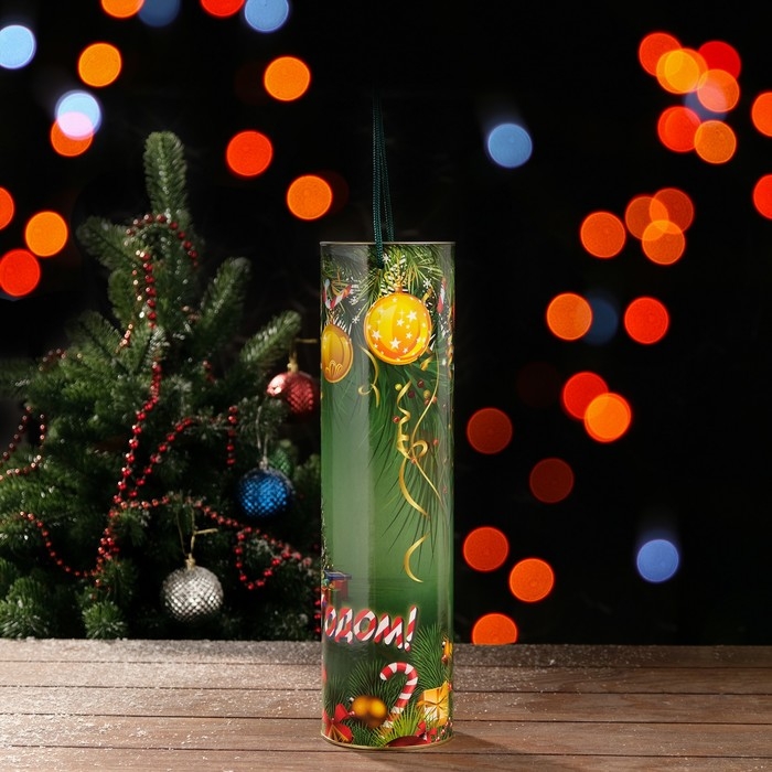 Новый год. Подарочная коробка, тубус под бутылку &laquo;Нарядная ёлка&raquo; 92 х 350 мм (330 мм внутр. высота).