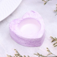 Подсвечник "Сердце малое. Мрамор" из гипса,7х3см,мрамор с фиолетовыми поллосками
