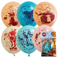 Шар латексный 12" &laquo;Три Богатыря&raquo;, набор 5 шт., МИКС