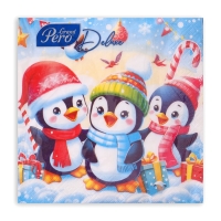 Новогодние салфетки бумажные GrandPero Deluxe &laquo;Пингвины&raquo;, 3 слоя, 33х33 см, 20 шт