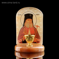 Икона &laquo;Святой Лука&raquo;, с подсвечником, селенит