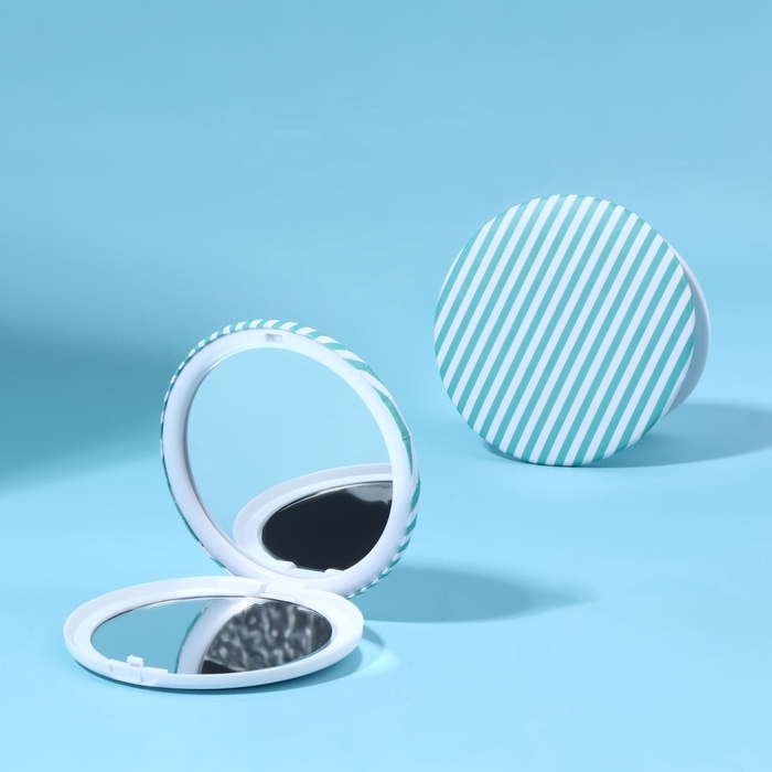 Зеркало складное (2) б/увел ГЕОМЕТРИЯ d7.5см пластик/бумага полосы пакет QF