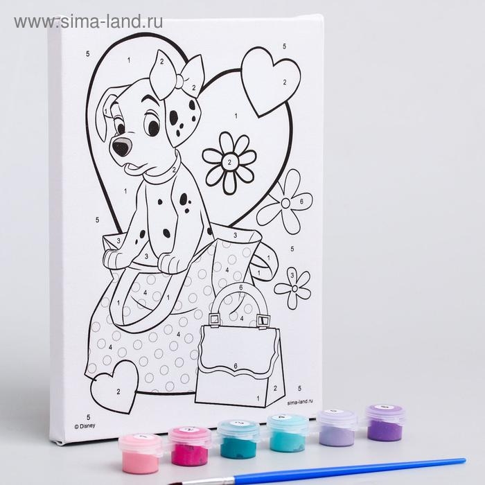 Картина по номерам для детей, 21х15 см, 101 Далматинец Картина по номерам для детей, 21х15 см, 101 Далматинец