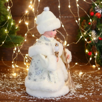 Снегурочка "В белой шубке с сердечком" двигается, 16х30 см Снегурочка "В белой шубке с сердечком" двигается, 16х30 см