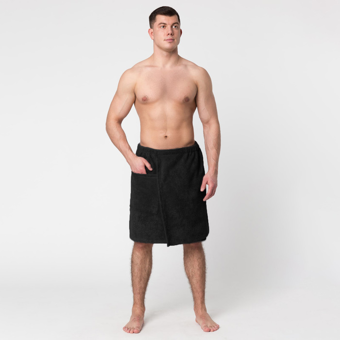 Полотенце банное Экономь и Я Полотенце банное Экономь и Я "Килт с карманом" 50х150 см, цвет чёрный, 100% хлопок, 320 г/м2