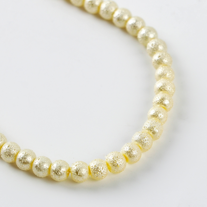 Бусины из стекла, набор 140 шт., размер 1 шт. &mdash; 6 мм, цвет белое золото