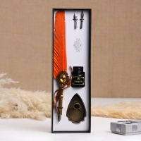 Набор подарочный 3в1 "Реликвия": перьевая ручка, чернила, наконечники, оранжевый