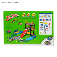 Гараж трасса &laquo;Крутой вираж&raquo;, с 1 металлической машиной и 1 вертолётом