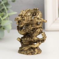 Нэцкэ полистоун под бронзу "Дракон. Активация" 3,5х6х8 см