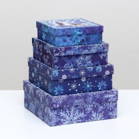 Набор подарочных новогодних коробок 4 в 1 "Новогодний секрет", 19 х 19 х 7,5 см. Новый год