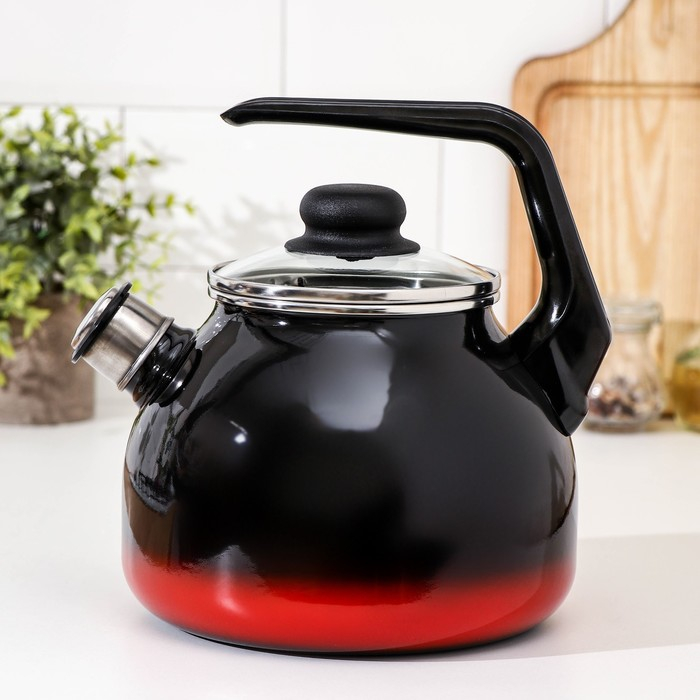 Чайник со свистком &laquo;Кармен&raquo;, 3 л, фиксированная ручка, индукция, цвет чёрно-красный