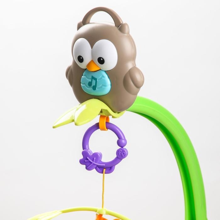 Мобиль музыкальный на кроватку &laquo;Тропический лес. Совушка&raquo;, 3 игр., на батарейках, съемный муз.блок