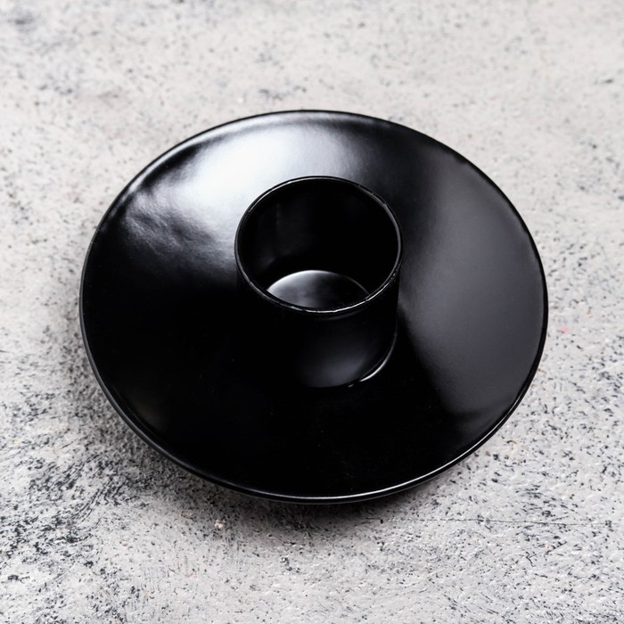 Подсвечник "Лотос 2Н" металл на 1 свечу, 7,5х2,5 см, черный