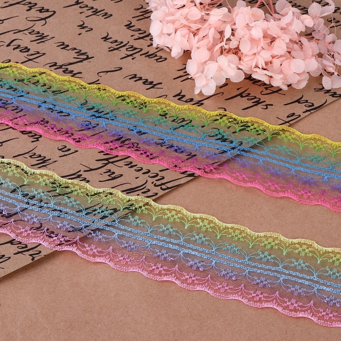 Кружево капроновое &laquo;Радуга яркая&raquo;, 45 мм &times; 10 &plusmn; 1 м, цвет разноцветный №1