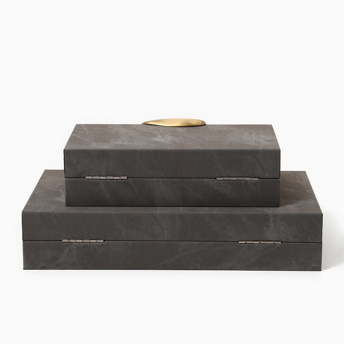 Шкатулка для украшений &laquo;Серый мрамор&raquo; экокожа, набор 2 шт.