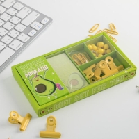 Подарочный набор &laquo;Будь как авокадо&raquo;, блок бумаг 150 л, скрепки, кнопки, зажимы