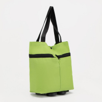 Сумка хозяйственная складная на 2х колёсах, на кнопке, цвет зелёный Сумка хозяйственная складная на 2х колёсах, на кнопке, цвет зелёный