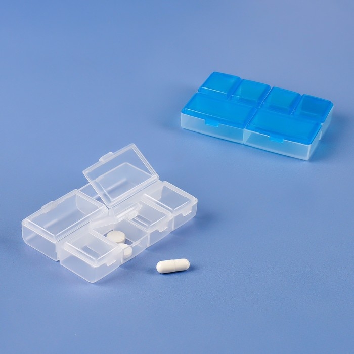 Таблетница, 9,5 × 7 × 2 см, 6 секций, цвет МИКС Таблетница, 9,5 × 7 × 2 см, 6 секций, цвет МИКС