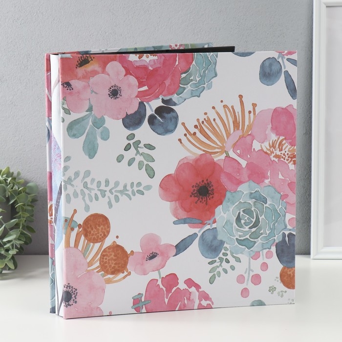 Фотоальбом на 500 фото 10х15 см "Акварель. Цветы на белом" 36х33х4,5 см