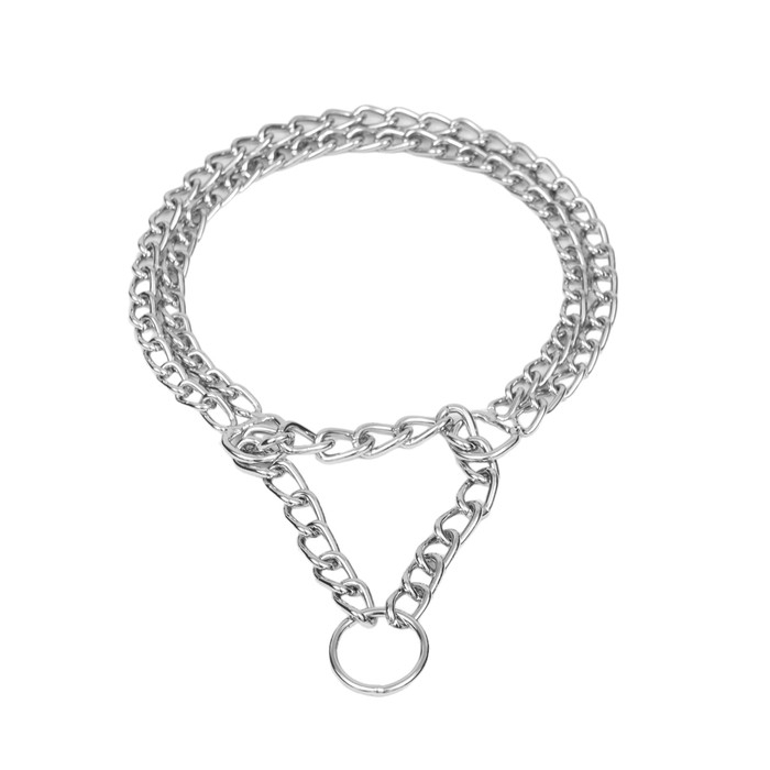 Ошейник - полуудавка металлический двухрядный, 70 см, толщина проволоки 3 мм Ошейник - полуудавка металлический двухрядный, 70 см, толщина проволоки 3 мм