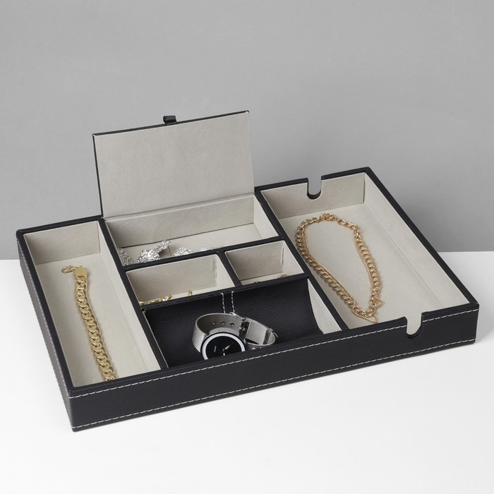 Подставка для украшений 6 ячеек, 35&times;24&times;4, цвет чёрный