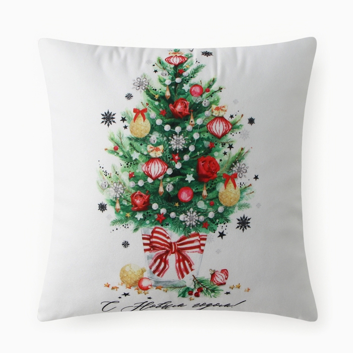Подушка новогодняя Этель &laquo;Новогодняя ель&raquo;, 40*40 см, 100% п/э, велюр