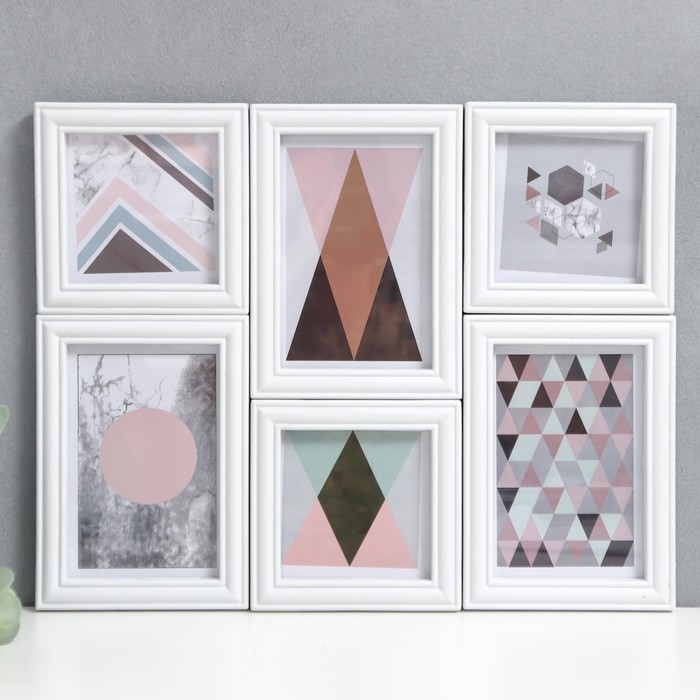 Фоторамка на 6 фото 10х10, 10х15 см Фоторамка на 6 фото 10х10, 10х15 см "Коллаж" белая набор 6 шт 25х33,5х8 см