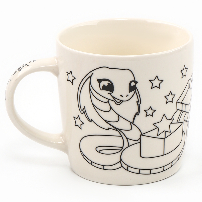 Новогодняя кружка под раскраску с ёлочным шаром &laquo;Новый год! Змея с подарками&raquo;, 300 мл, набор для творчества, символ года 2025