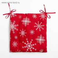 Сидушка на стул &laquo;Белые снежинки&raquo; 42х42х5 см, 100% хлопок, 164 г/м2