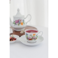 Чайная пара фарфоровая &laquo;Букет цветов&raquo;, 250 мл, блюдце d=15 см