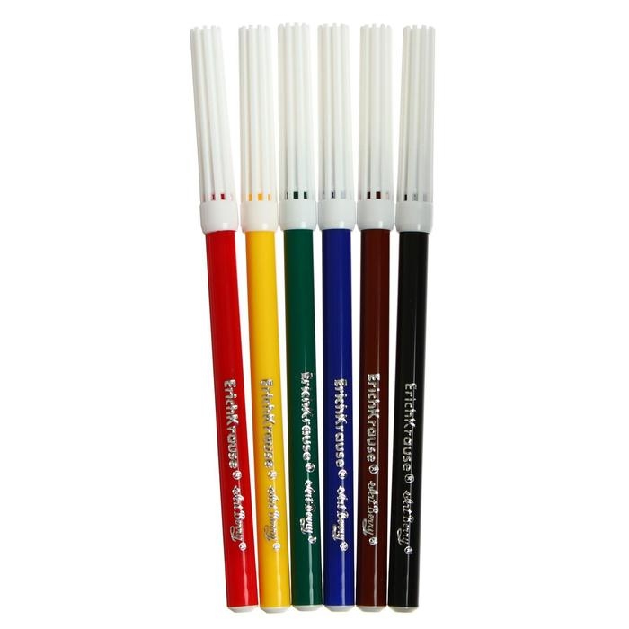 Фломастеры 6 цветов, ErichKrause Easy Washable, блистер, суперсмываемые, ультраяркие цвета, МИКС Фломастеры 6 цветов, ErichKrause Easy Washable, блистер, суперсмываемые, ультраяркие цвета, МИКС