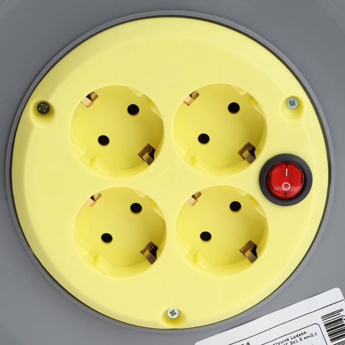 Удлинитель мороз-кий на катушке Luazon Lighting ECO, 4 роз, 25 м, 16 А, КГ 3х1.5 мм2,с выкл