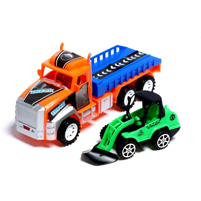 Грузовик инерционный «Перевозчик» с погрузчиком, цвета МИКС Грузовик инерционный «Перевозчик» с погрузчиком, цвета МИКС