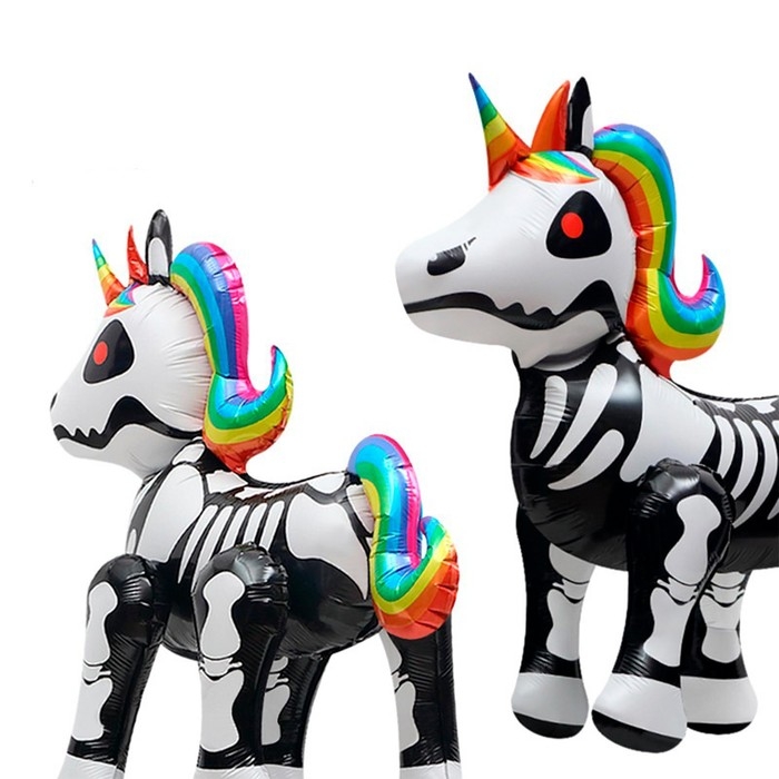 Шар фольгированный 25" &laquo;Единорог в костюме скелета&raquo;