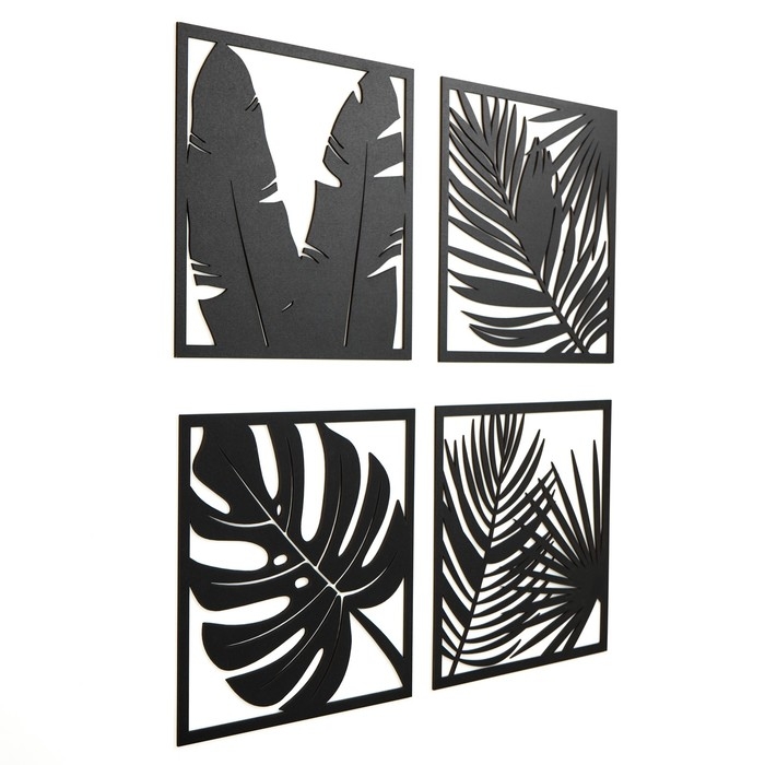 Декор настенный, панно для интерьера из дерева Декор настенный, панно для интерьера из дерева "Листья", 4 модуля 31 х 31 см