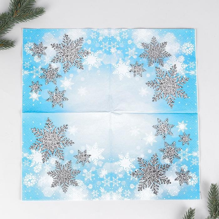 Салфетки бумажные &laquo;Снежинки&raquo;, 33х33 см, набор 12 шт.