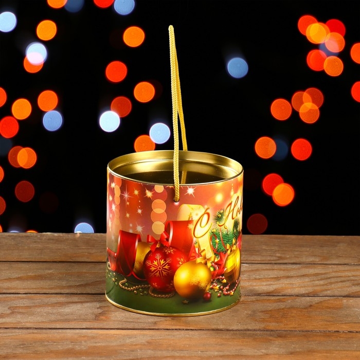 Новый год. Подарочная коробка, тубус &laquo;Новогодние игрушки&raquo; 120 х 120 мм (100 мм внутр. высота).