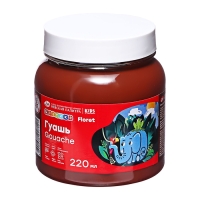 Гуашь банка 220 мл, ЗХК "Цветик", коричневая, 3023419 Гуашь банка 220 мл, ЗХК "Цветик", коричневая, 3023419