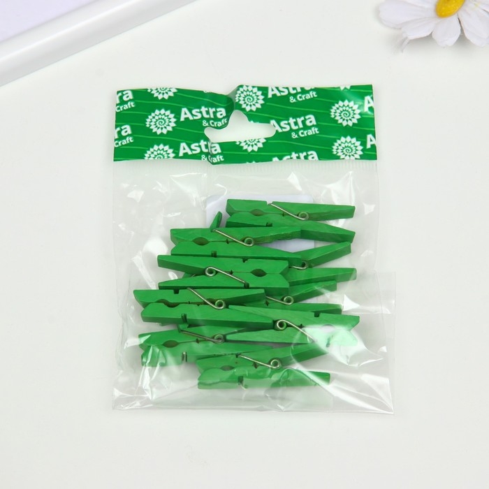 Прищепки дерево, 45 мм, (набор10 шт.) зелёный Прищепки дерево, 45 мм, (набор10 шт.) зелёный