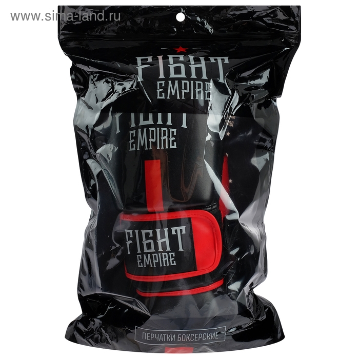 Перчатки боксёрские соревновательные FIGHT EMPIRE, чёрно-красные, размер 10 oz