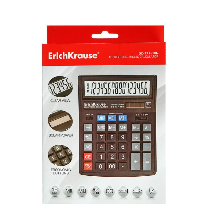 Калькулятор настольный 16-разрядный Erich Krause DC-777-16N Калькулятор настольный 16-разрядный Erich Krause DC-777-16N