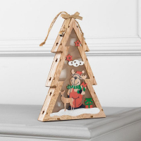 Светодиодная фигура &laquo;Ёлка с оленем&raquo; 14 &times; 22.5 &times; 4 см, дерево, батарейки АААх2 (не в комплекте), свечение тёплое белое