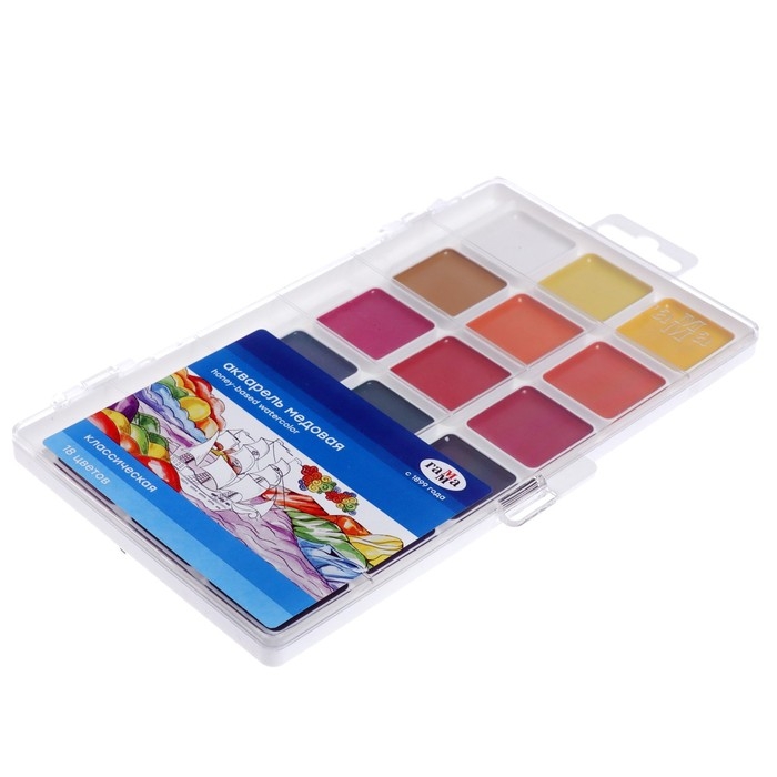 Акварель 18 цветов Гамма Акварель 18 цветов Гамма "Классическая", медовая, без кисти, пластик, европодвес 1009196