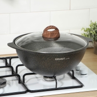 Казан для плова Grаnit ultrа, 4,5 л, стеклянная крышка, литые ручки, антипригарное покрытие, цвет чёрный Казан для плова Grаnit ultrа, 4,5 л, стеклянная крышка, литые ручки, антипригарное покрытие, цвет чёрный